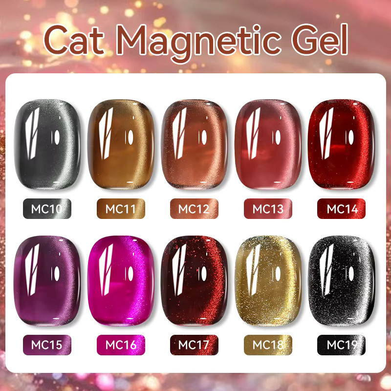LILYCUTE Magnetischer Gel Nagellack, Rot Braun, Glitter, 7 ml - Bild 2