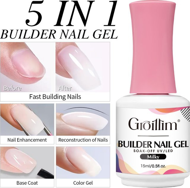 Groillim Nagel-Gel, Weiß, Glänzend, 15 ml - Bild 1