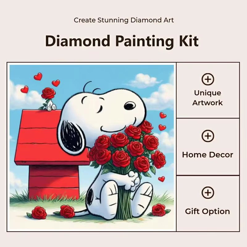 KAYOU Snoopy Diamantmalerei DIY Kreuzstich-Set Mosaik-Stickerei in Multicolour, B/H: 20 x 20 cm - Bild 2