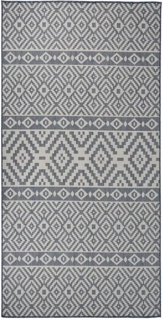vidaXL Outdoor-Teppich Flachgewebe Blau Gestreift B/T: 100 x 200 cm - Bild 1