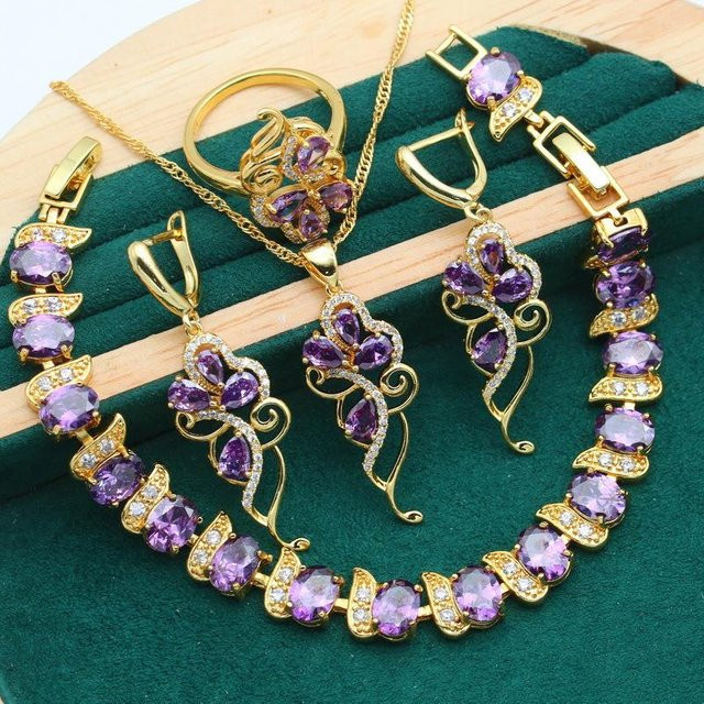 YIRAN Schmuck-Set, Kupfer, Gold, Zirkonia, Unisex - Bild 1