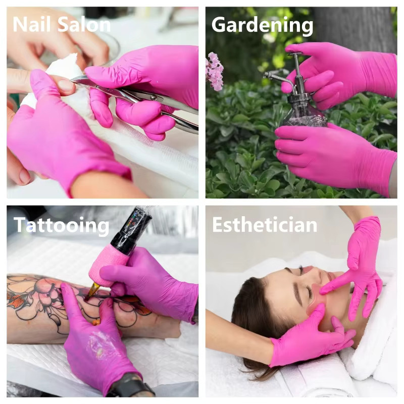 INMAICH Einweg Nitril Handschuhe Puderfrei in Rosa und Rot für Haushalt, Schönheitssalon und Tattoo-Arbeiten - Bild 4