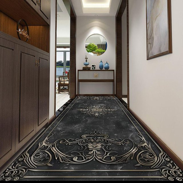 Karpetti Moderner Flur Teppich mit geometrischem Design, Schwarz, Rutschfest und Waschbar, B: 100 cm, L: 120 cm - Bild 1