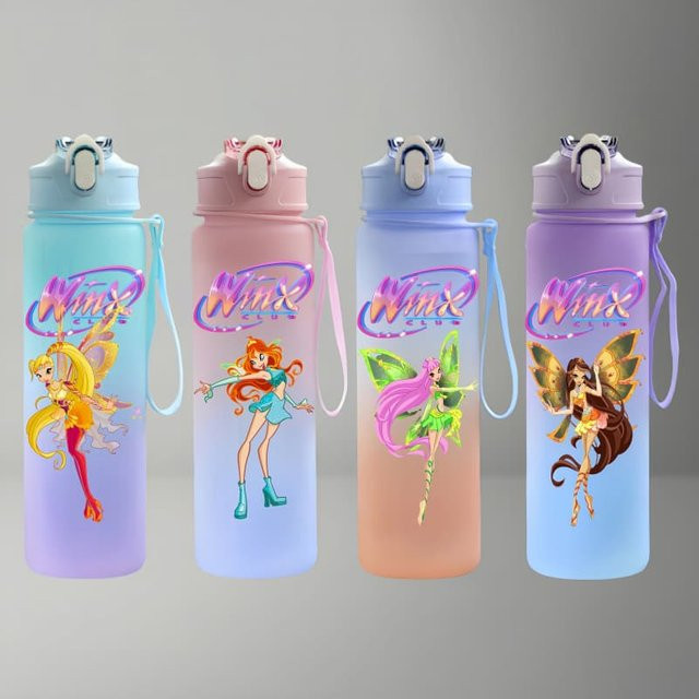 Bandai WinxClub Trinkflasche mit Tragegriff und Flip-Verschluss, Multicolour, 750 ml - Bild 1