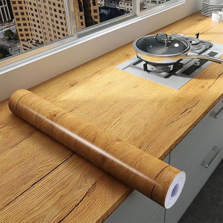 Selbstklebende Vinyl-Tapete in Holzoptik als dekorative Wandfolie, Farbe: Braun, Design: Rustikal - Bild 2
