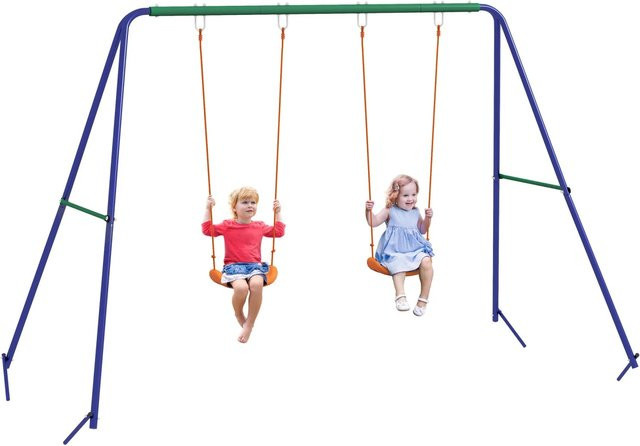 Outsunny Kinderschaukel-Set mit 2 Schaukeln in Blau - Bild 1