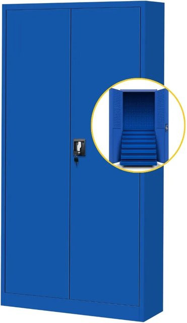 JAN NOWAK Werkzeugschrank DAREK mit Schubladen aus Stahl in Blau, H x B x T: 185 x 92 x 50 cm - Bild 1