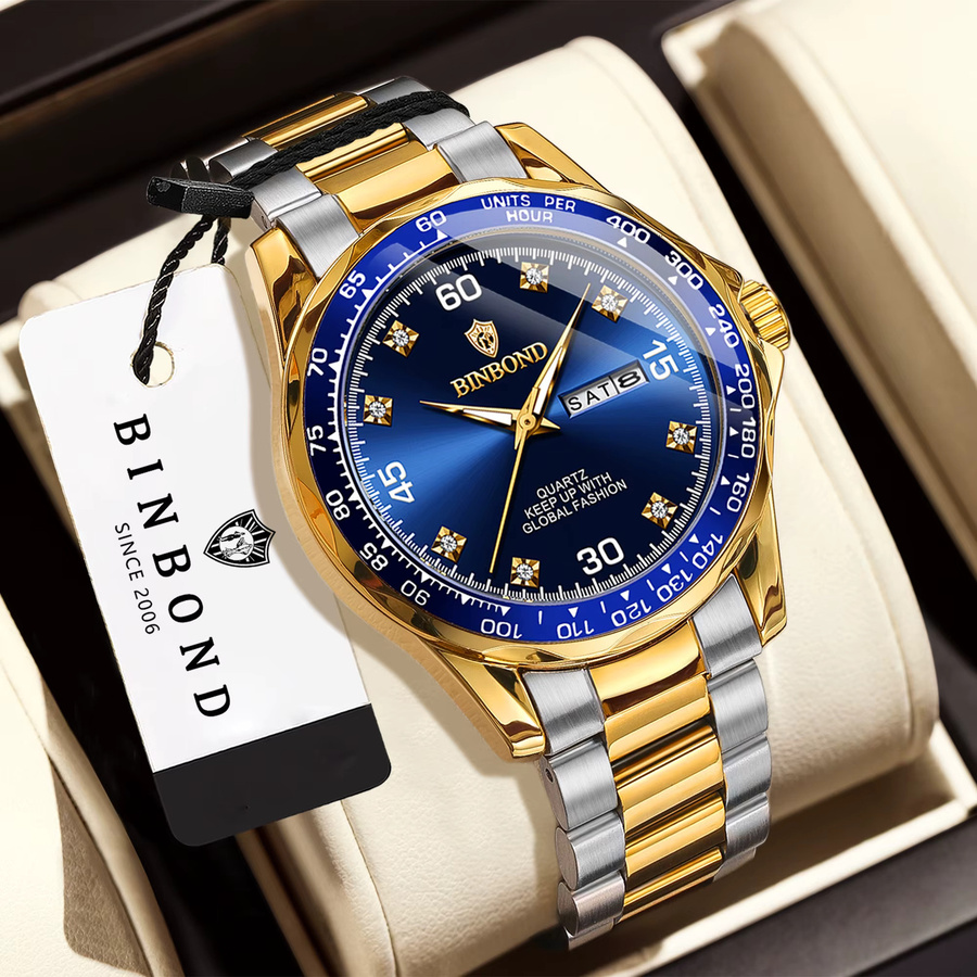 BINBOND Armbanduhr Quarz, Edelstahl, Blau, Herren - Bild 2