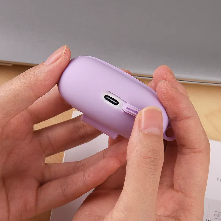 Weiche Silikon-Kopfhörerhülle für Xiaomi Buds 8 Pro und Buds 6 Pro in Lila mit Metallschnalle - Bild 2