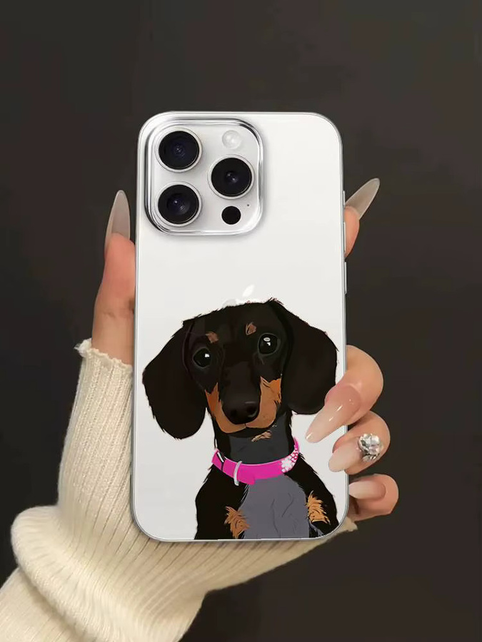 Transparente Handyhülle mit Dackel-Silhouette als Stoßfänger-Schutzhülle für iPhone 17 16 15 14 13 12 11 Pro Max Mini - Bild 5