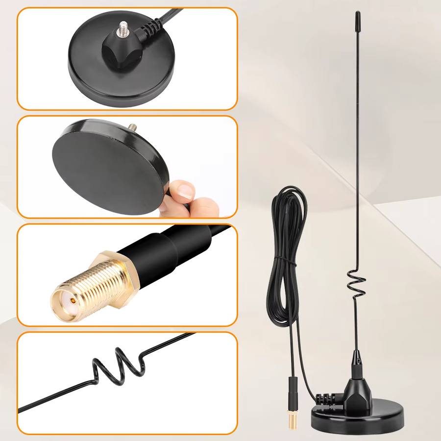 ABBREE V/UHF Mobile Radio Walkie Talkie Antenne mit Magnetfuß und SMA-Buchse PL259 für Baofeng UV5RH UV21 Pro UV32, Schwarz, Durchmesser: 6,6 cm - Bild 5