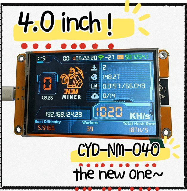 Heltec Automation NerdMiner V2 Lucky Miner ESP32 mit 4,0 Zoll Smart Display für Bitcoin Solo Lottery Krypto Mining 960KH/s - Bild 1