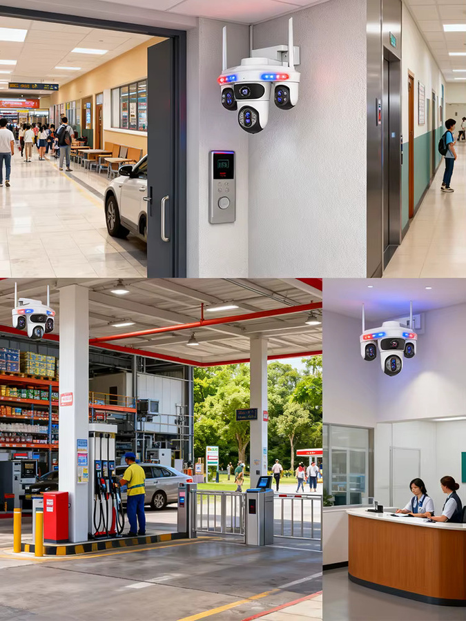 MvpSecam Überwachungskamera für den Außenbereich mit Rot-Blaulicht-Alarm, 35 MP, 7 Objektive, 30x PTZ-Zoom, WLAN, wasserdicht, integriertes Mikrofon und automatischer Verfolgung - Bild 7