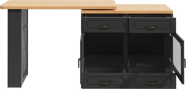 okwish Bartisch mit ausziehbarer Funktion und drehbarer Platte in Schwarz, B/T/H: 203 x 39 x 92,8 cm - Bild 1