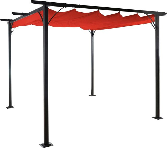 BERLINLODGE Garten Pavillon Pergola mit Schiebedach in Terrakotta, H x B x T: 232 x 350 x 350 cm - Bild 1