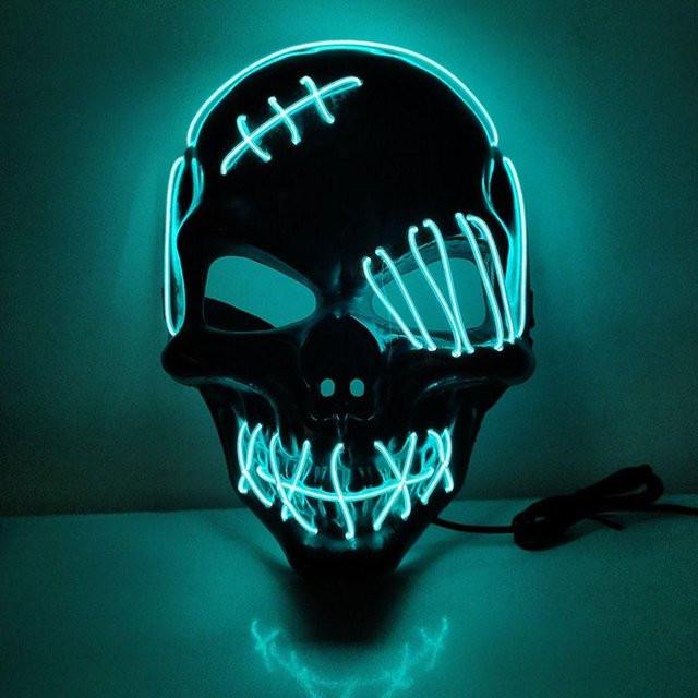 Gotische Halloween Totenkopf Leuchtende Maske, Vollgesichtsmaske, Schwarz - Bild 1