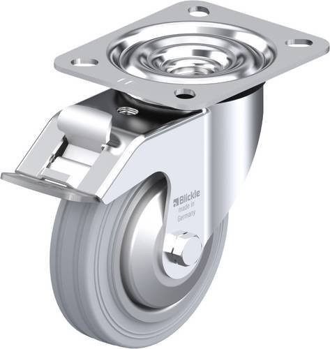 Blickle Lenkrolle LE-VE 100R-FI-SG-FA mit Feststeller in Silber, Rad-Durchmesser: 100 mm, Tragfähigkeit: 70 kg - Bild 1