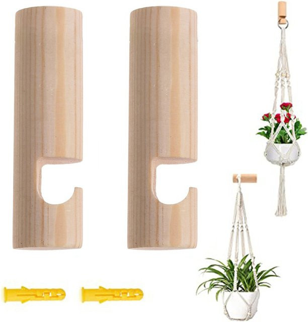 Nordischer Deckenhaken aus natürlichem Holz für Blumentöpfe und Laternen in Braun - Bild 1