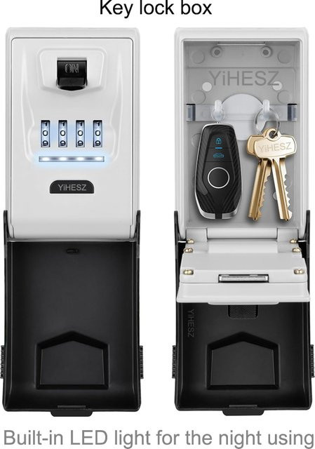 Wasserdichte Schlüsselbox mit Zahlenschloss und integriertem LED-Licht für den Außenbereich, Mini-Tresor mit Kombinationsschloss - Bild 1
