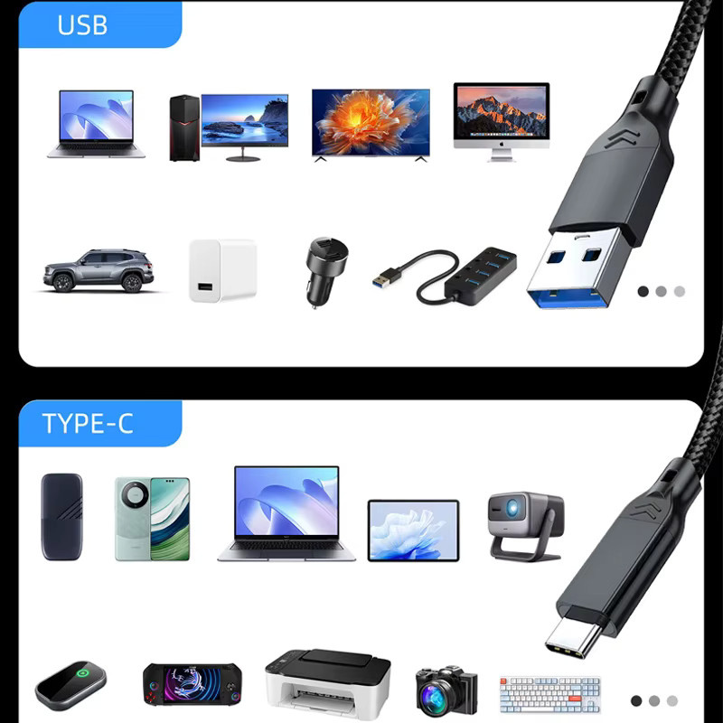 USB-A auf USB-C Datenkabel Schwarz mit 10 Gbit/s Übertragungsrate und 60 W Schnellladefunktion QC 3.0 - Bild 6