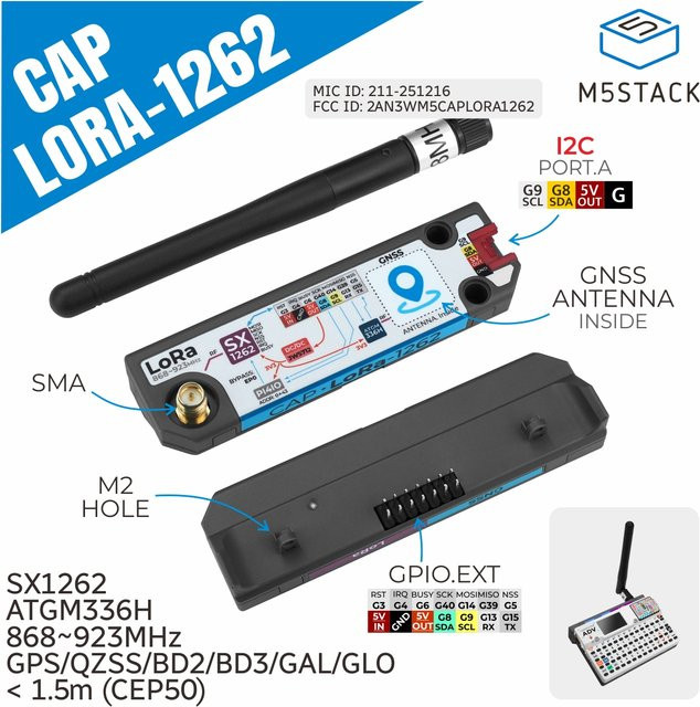 M5Stack LoRa 12222 Kappe für Cardputer Adv mit SX1262 und ATGM336H GPS - Bild 1
