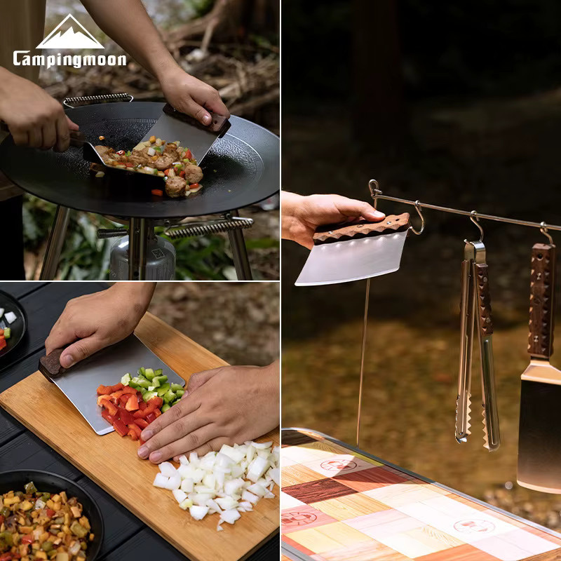 Campingmoon Teppanyaki Bratenspatel und multifunktionaler Messerzerkleinerer aus Edelstahl in Silber - Bild 5