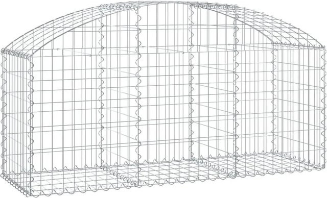 vidaXL Gabione mit Hochbogen aus verzinktem Eisen in Silber, B/T/H: 150 x 50 x 60/80 cm - Bild 1