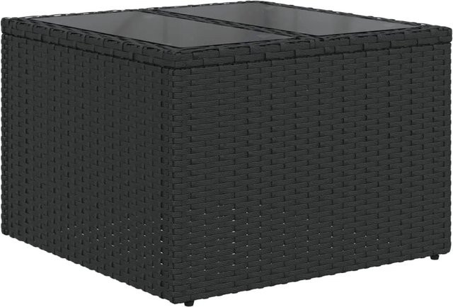 vidaXL Gartentisch aus PE-Rattan mit Hartglasplatte in Schwarz, B/T/H: 55 x 55 x 37 cm - Bild 1
