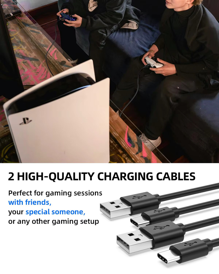 Gryan USB Typ C Ladekabel in Schwarz für Nintendo Switch, OLED, Lite und PS5 Controller, Hochgeschwindigkeits-Datenkabel für Xbox Serie und Smartphone, Länge: 1m bis 3m - Bild 4
