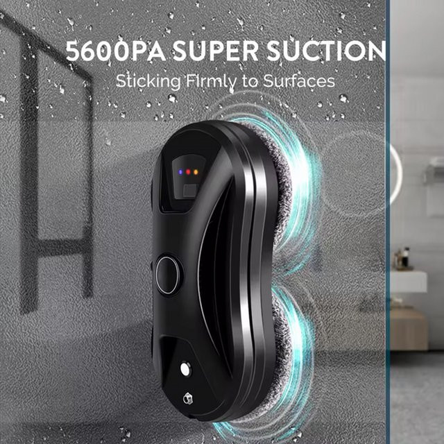WUIETI Ultraschall-Sprüh-Fensterreinigungsroboter in Schwarz mit 5600Pa Saugkraft, App-Steuerung und automatischer Z-förmiger Wegplanung für Glas und Fliesen - Bild 1