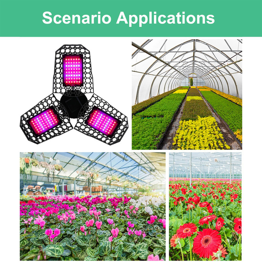 TOMTOP JMS LED Pflanzenwachstumslicht mit 126 SMD-Beads, faltbares Dreiblatt-Spalier in Schwarz mit rotem und blauem Spektrum für Setzlinge und Indoor-Gartenbau - Bild 4