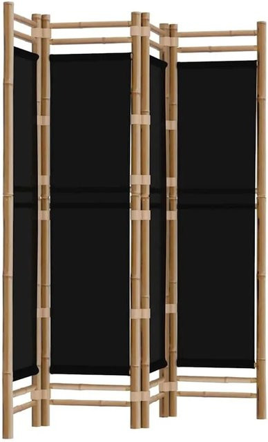 vidaXL 4-teiliger Paravent faltbar aus Bambus und Canvas in Schwarz, Höhe: 180 cm, Breite: 160 cm - Bild 1