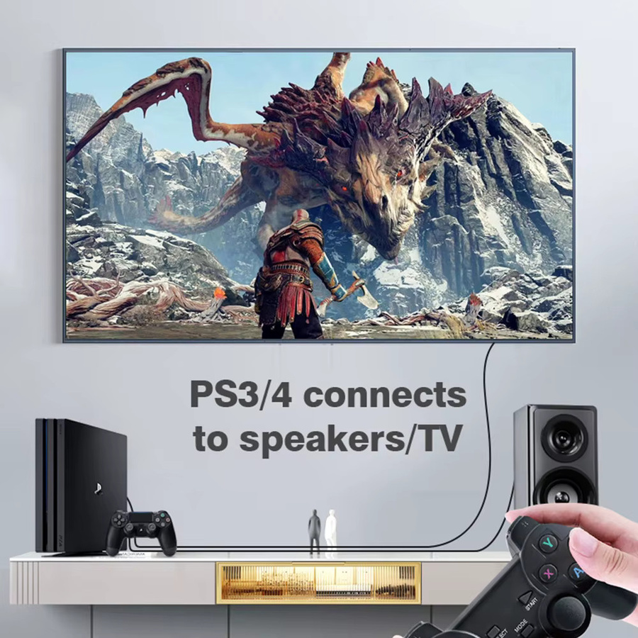 Byscoon Toslink Digitales Optisches Audiokabel SPDIF in Gold und Schwarz für Verstärker, Blu-Ray-Player und Soundbar - Bild 4