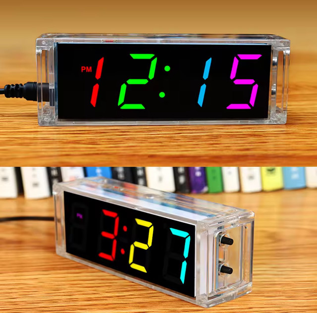 ALLOYSEED DIY Digitaluhr Kit mit Display, Datum, Wochentag, Temperatur und Alarm in Multicolor - Bild 1