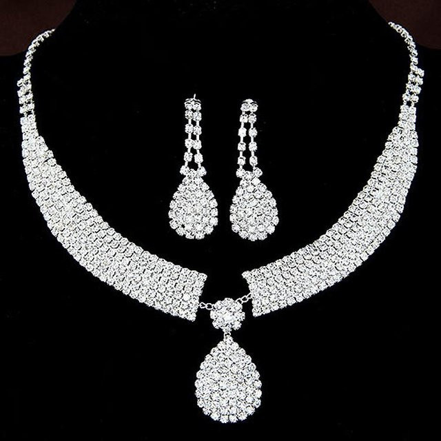 Schmuck-Set Halskette, Ohrringe, Silber, Perle, Zirkonia, Kristall, Damen - Bild 1