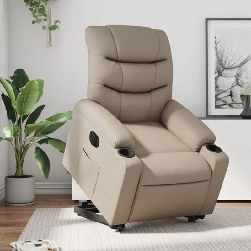 Elektrischer Relaxsessel mit Aufstehhilfe von vidaxl in Cappuccino aus Kunstleder - Bild 1