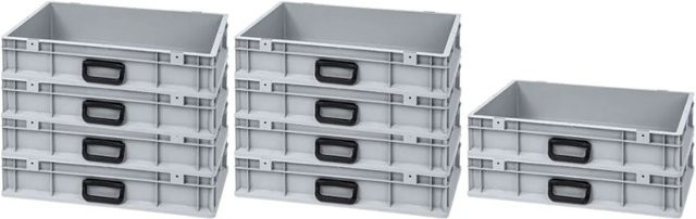 PROREGAL Spar Set 10x Eurobox Nextgen Portable Uno Transportbehälter Grau H x B x T: 12 x 40 x 60 cm, 23 Liter - Bild 1