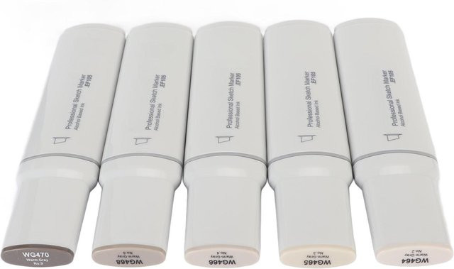 KaiSai Jumbo Kunstmarker Set mit breiter Spitze, 5 Stück, Farbe Warm Gray - Bild 1