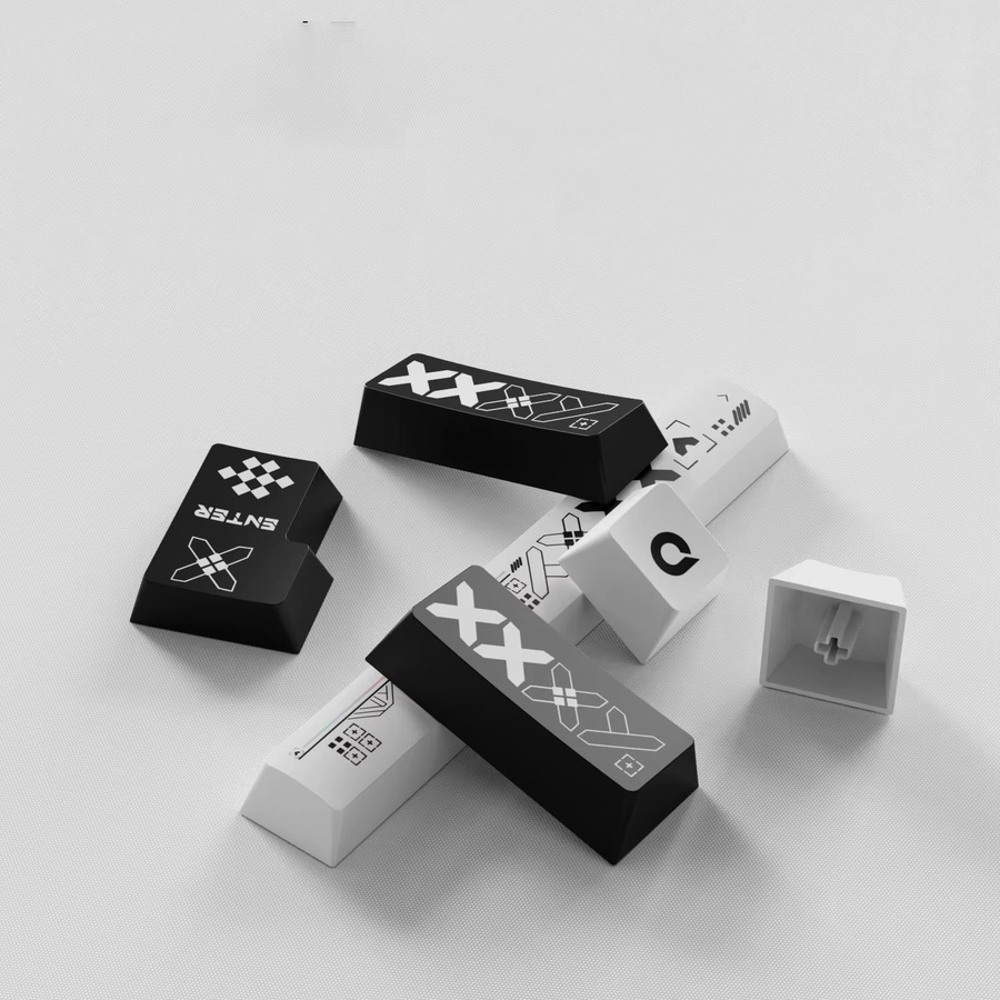 FSWHBY Printstream PBT Tastenkappen im Cherry Profile mit 130 Tasten für mechanische Gaming-Tastaturen mit Gateron MX Switches, Schwarz/Mehrfarbig - Bild 3