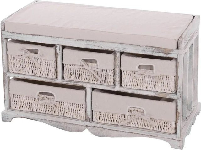 MCW Kommode und Sitzbank mit 5 Schubladen in Shabby Vintage Weiß, B/T/H: 45 x 36 x 77 cm - Bild 2