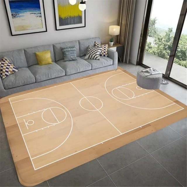 Lodestar Basketballplatz Print Teppich Rutschfest, B/B/H: 60 x 40 cm, Mehrfarbig - Bild 1