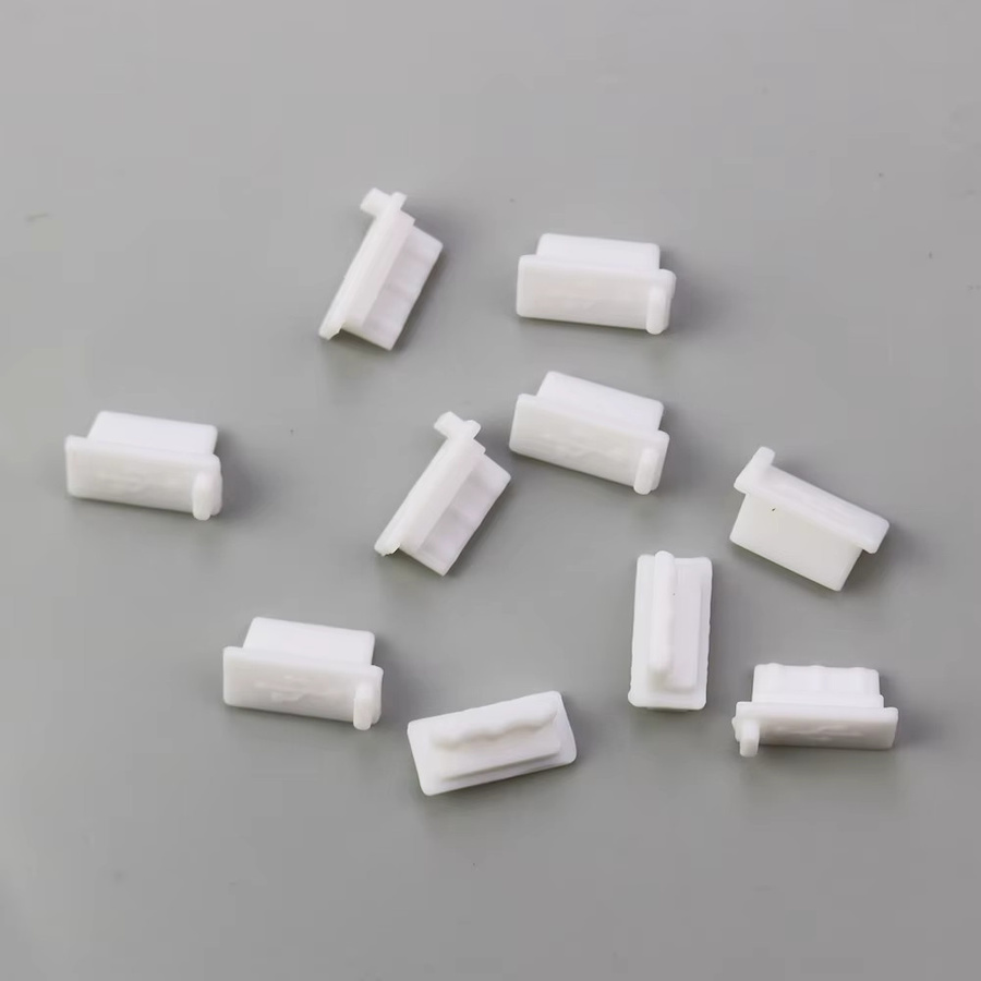 YUXI 10er Set Silikon Staubschutz Kappen für USB-A und USB-C Anschlüsse in Weiß - Bild 4