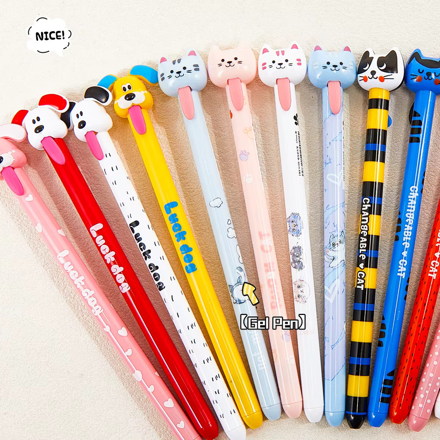 4-teiliges Tier-Gelstift-Set mit Hundemotiv, schwarze Tinte, 0,5 mm feine Spitze, mehrfarbig - Bild 3