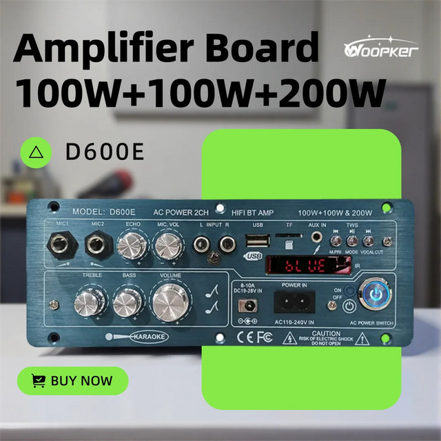 Woopker D600E Bluetooth 5.0 Verstärkerplatine mit 2.1 Kanal und TWS-Funktion für Subwoofer und Stereo-Sound (100W+100W+200W) - Bild 1