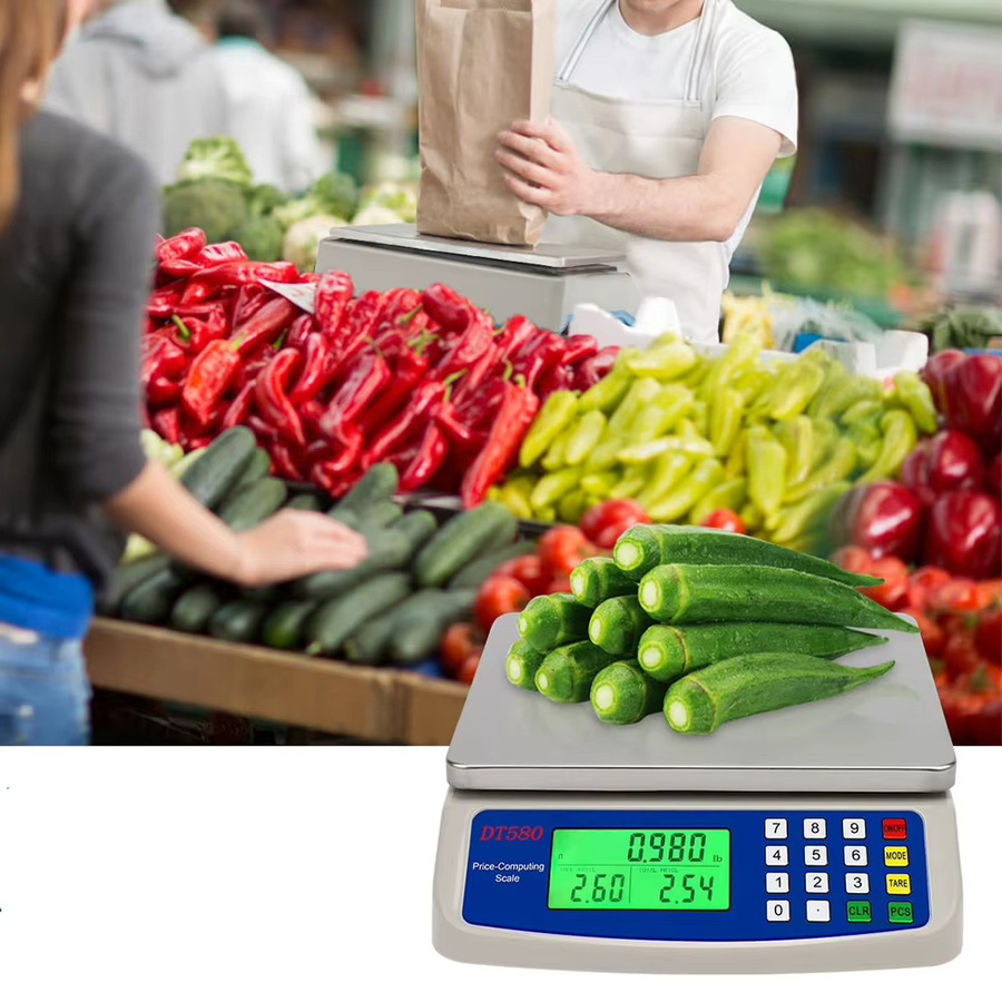 APWIKOGER Multifunktionale digitale Preisberechnungswaage aus Edelstahl mit LCD-Anzeige in Weiß, Kapazität 30 kg, Genauigkeit 1 g - Bild 3