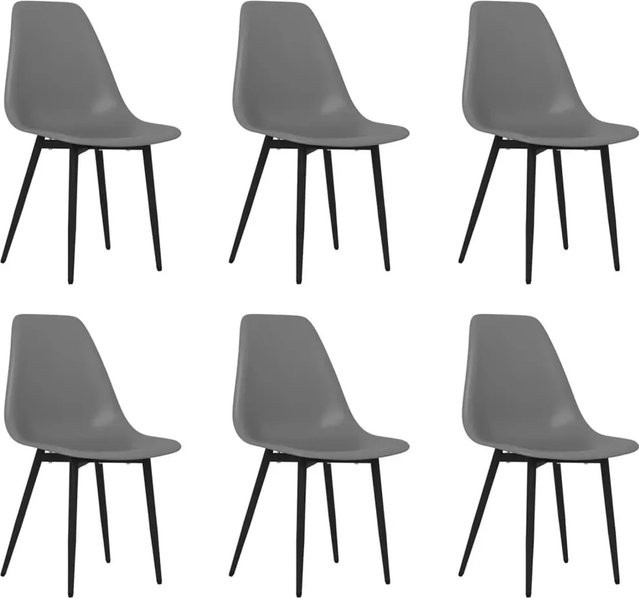 Set aus 6 vidaXL Esszimmerstühlen in Grau aus Polypropylen mit pulverbeschichtetem Metallgestell - Bild 1