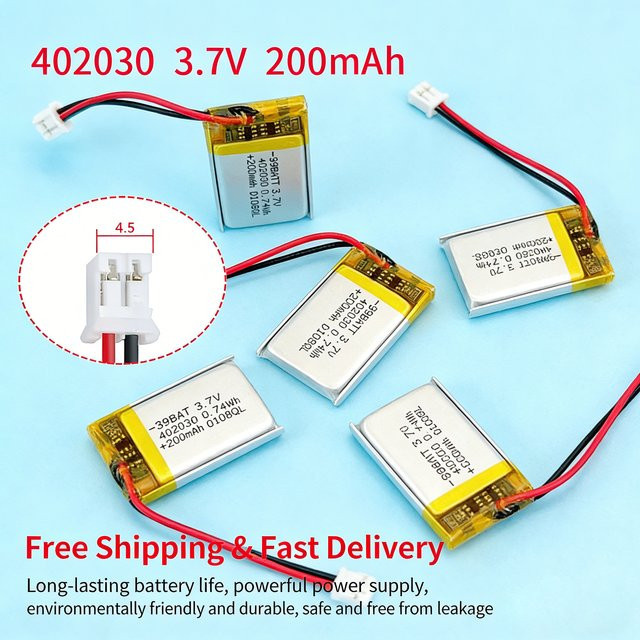 10 Stück koonenda Lipo-Akku 3,7 V 200 mAh wiederaufladbare Lithium-Polymer-Zelle für Headset, Smartwatch und Webkamera - Bild 1