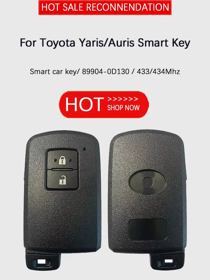 Smart Key Fob für Toyota Yaris ab 2008, 2 Tasten Aftermarket Keyless Go Fernbedienung mit 8A Chip, 434 MHz, FCC BA7EQ, Schwarz - Bild 5