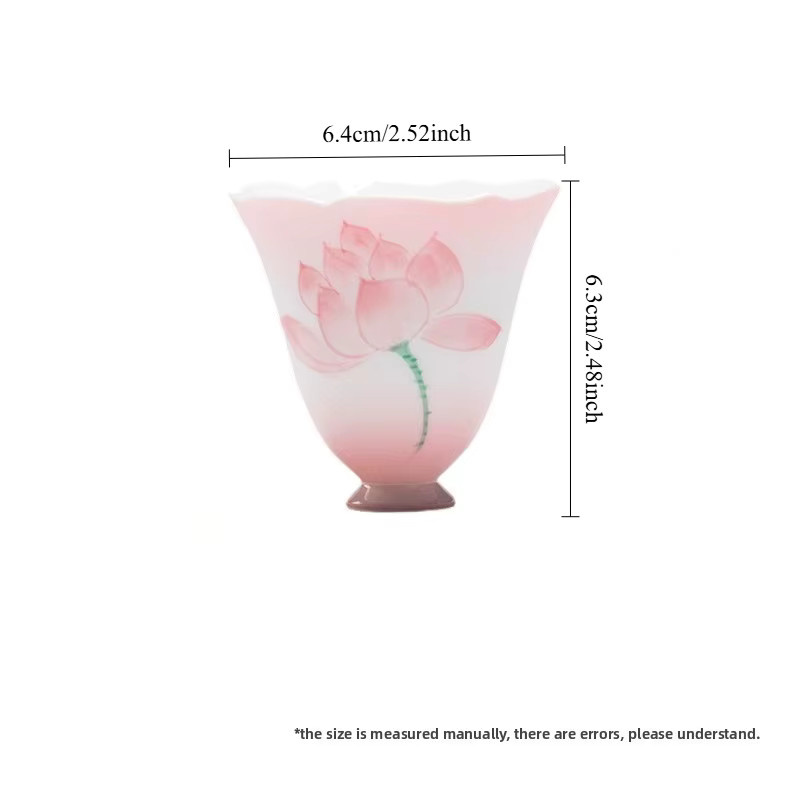 Handbemalte Lotus-Teetasse aus Keramik in Rosa mit floralem Design für die Kung-Fu-Teezeremonie - Bild 6