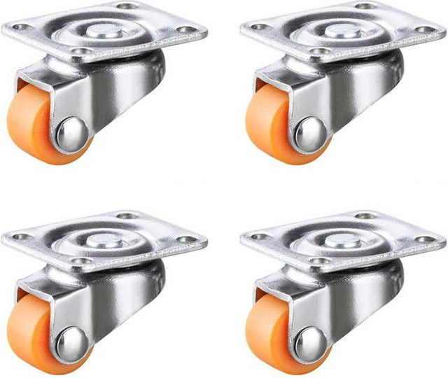 4 Stück Mini-Lenkrollen von Binchi Outdoor Equipment aus Gummi und Kunststoff in Orange, 0,5 Zoll niedriges Profil für Kleingeräte und Möbel - Bild 1